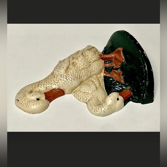 Vintage Early Mid 20th Century Cast Iron Goose Geese Doorstop Bookend - Picture 5 of 10